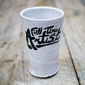 Natural White and Black Logo Pint